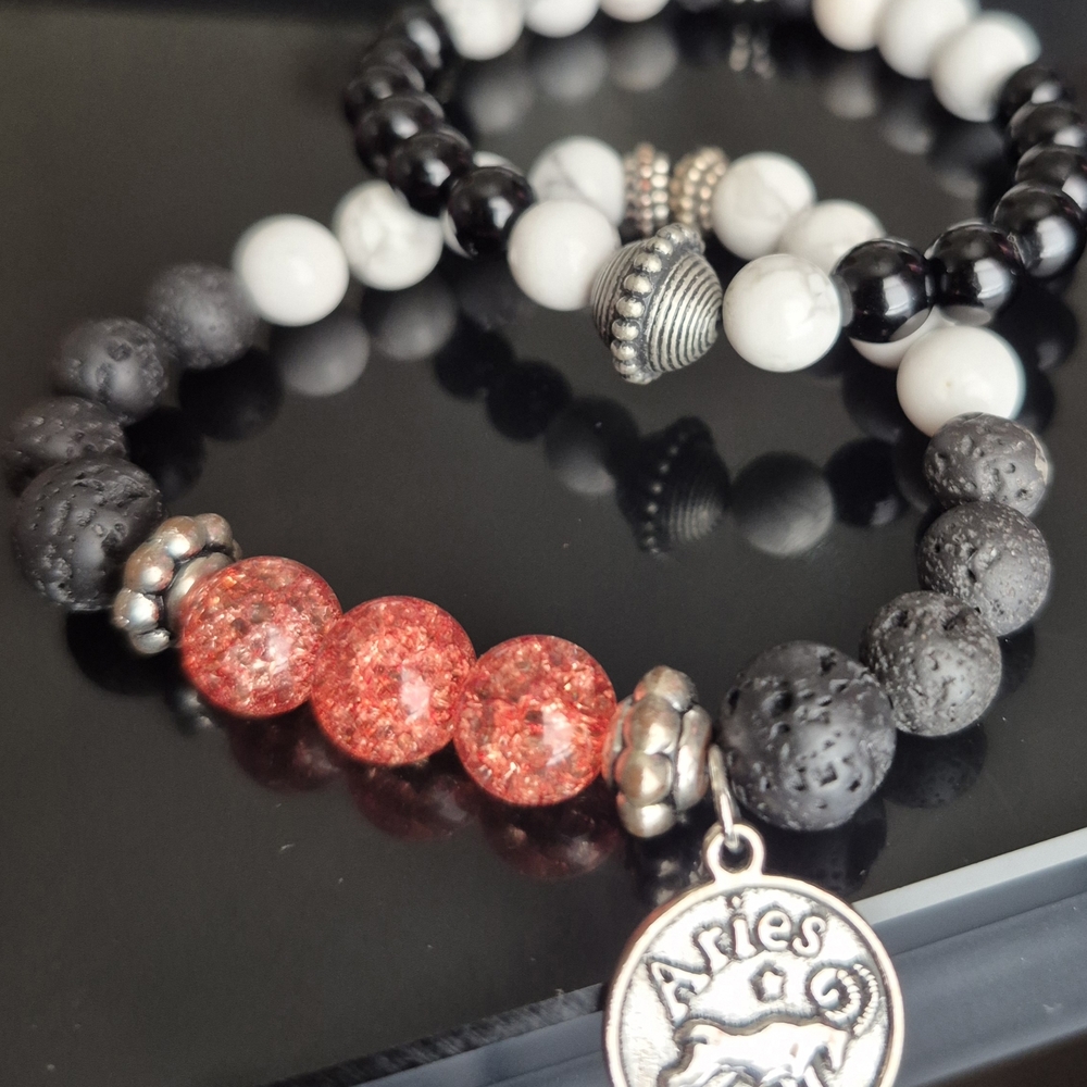 Aries/Zodiac Fire Sign Handmade Set With Fire Cracked Quartz!